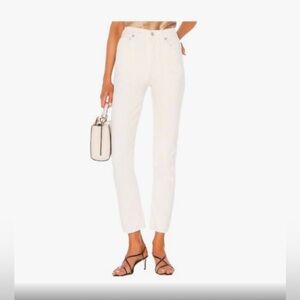 A GOLD E high rise ivory denim